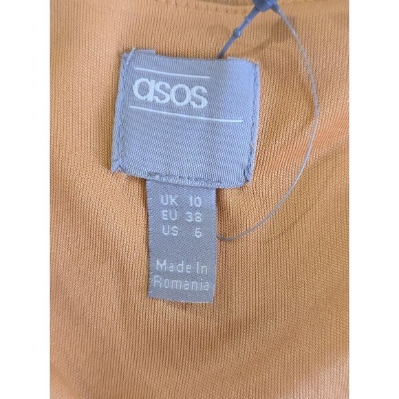 ASOS Formal Maxi Dress Womens Size 6 Faux Wrap Orange Flutter Sleeves Cape - Picture 10 of 11